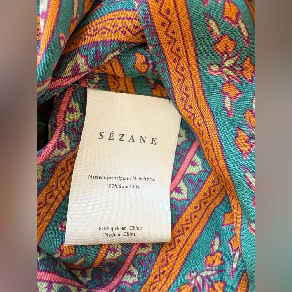 Sezane Ethel Blouse - Havana Green Orange Stripes - Picture 7 of 8